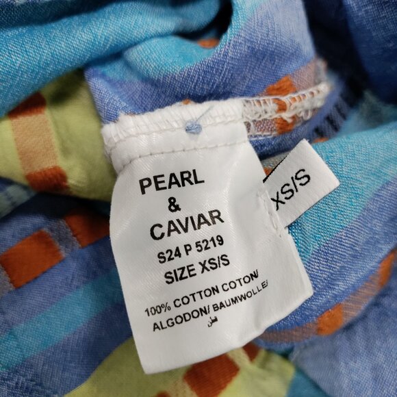 NWT Pearl & Caviar Blue Striped Rustic Lagenlook Alonissos ZAKAR Shirt Size S - Picture 9 of 12
